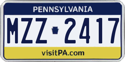 PA license plate MZZ2417