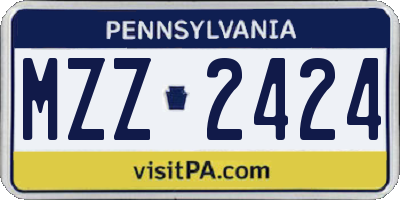 PA license plate MZZ2424