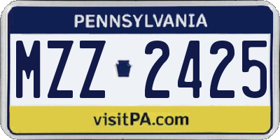 PA license plate MZZ2425