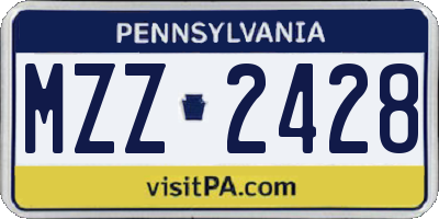 PA license plate MZZ2428