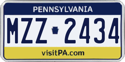 PA license plate MZZ2434