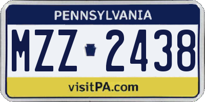 PA license plate MZZ2438