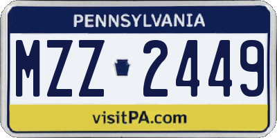 PA license plate MZZ2449