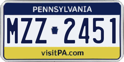 PA license plate MZZ2451