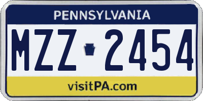 PA license plate MZZ2454
