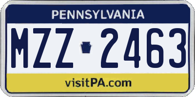 PA license plate MZZ2463