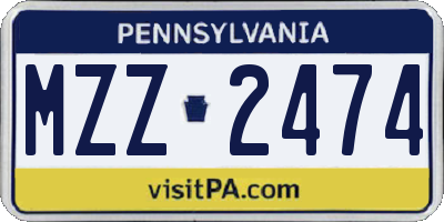 PA license plate MZZ2474