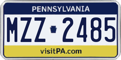 PA license plate MZZ2485