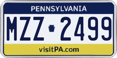 PA license plate MZZ2499