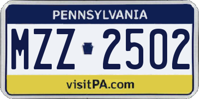 PA license plate MZZ2502