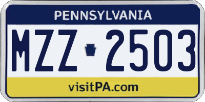 PA license plate MZZ2503