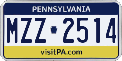 PA license plate MZZ2514