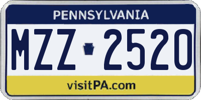 PA license plate MZZ2520