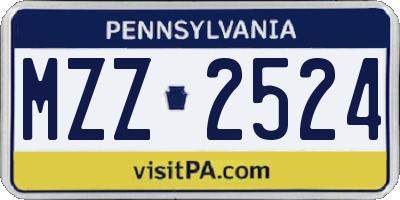 PA license plate MZZ2524