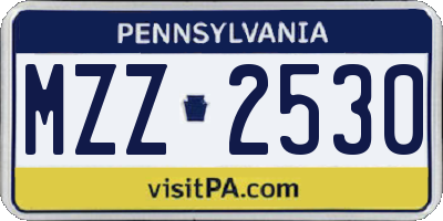 PA license plate MZZ2530