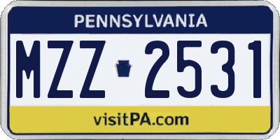 PA license plate MZZ2531
