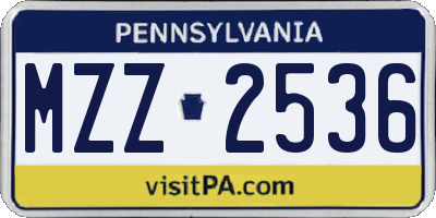 PA license plate MZZ2536