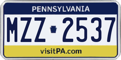 PA license plate MZZ2537