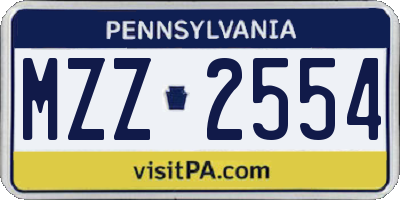 PA license plate MZZ2554
