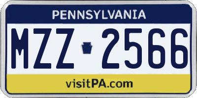 PA license plate MZZ2566