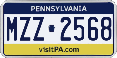 PA license plate MZZ2568