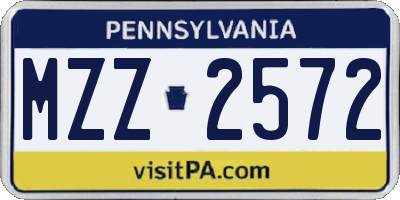 PA license plate MZZ2572