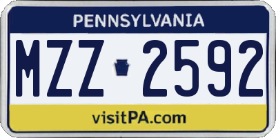 PA license plate MZZ2592