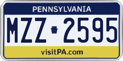 PA license plate MZZ2595