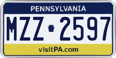 PA license plate MZZ2597