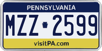 PA license plate MZZ2599
