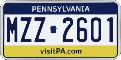 PA license plate MZZ2601