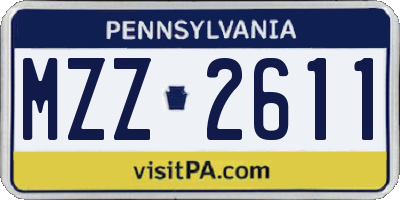 PA license plate MZZ2611