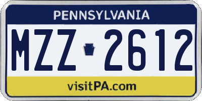 PA license plate MZZ2612