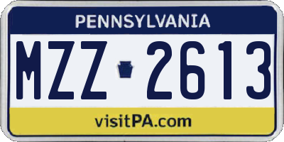 PA license plate MZZ2613