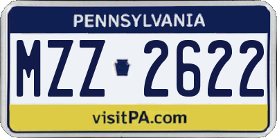 PA license plate MZZ2622