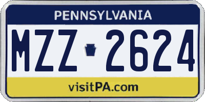 PA license plate MZZ2624