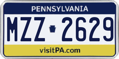 PA license plate MZZ2629