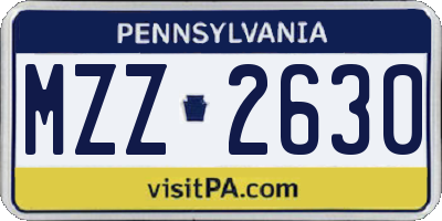 PA license plate MZZ2630