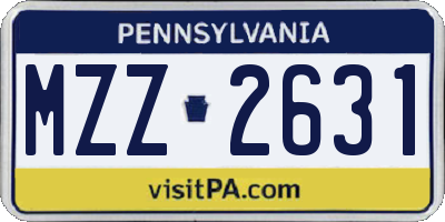 PA license plate MZZ2631