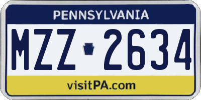 PA license plate MZZ2634