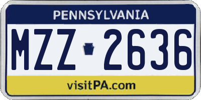 PA license plate MZZ2636