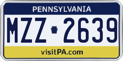 PA license plate MZZ2639