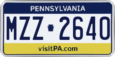 PA license plate MZZ2640