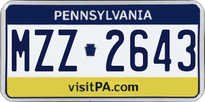 PA license plate MZZ2643