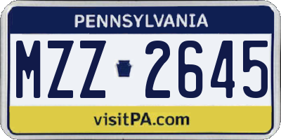 PA license plate MZZ2645