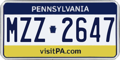 PA license plate MZZ2647