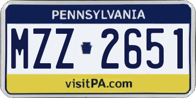 PA license plate MZZ2651