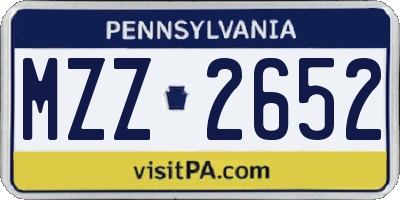 PA license plate MZZ2652