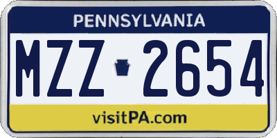 PA license plate MZZ2654