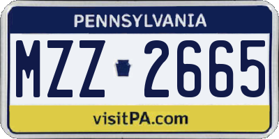PA license plate MZZ2665
